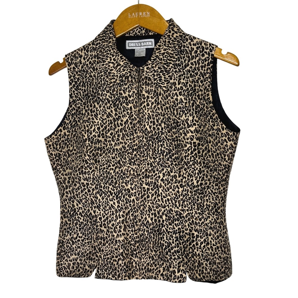 Vintage Dress Barn Silk Animal Print Vest Small‎